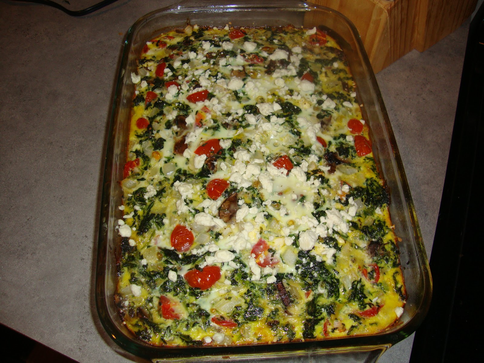 Miscellaneous Megan Spinach, Onion, Tomato, Feta Breakfast Casserole