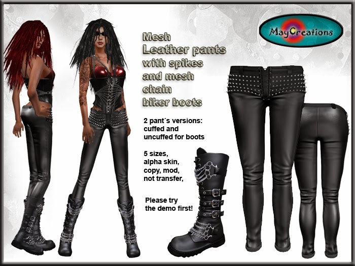 MayCreations fashion for Second Life avatars Mesh leather pants with