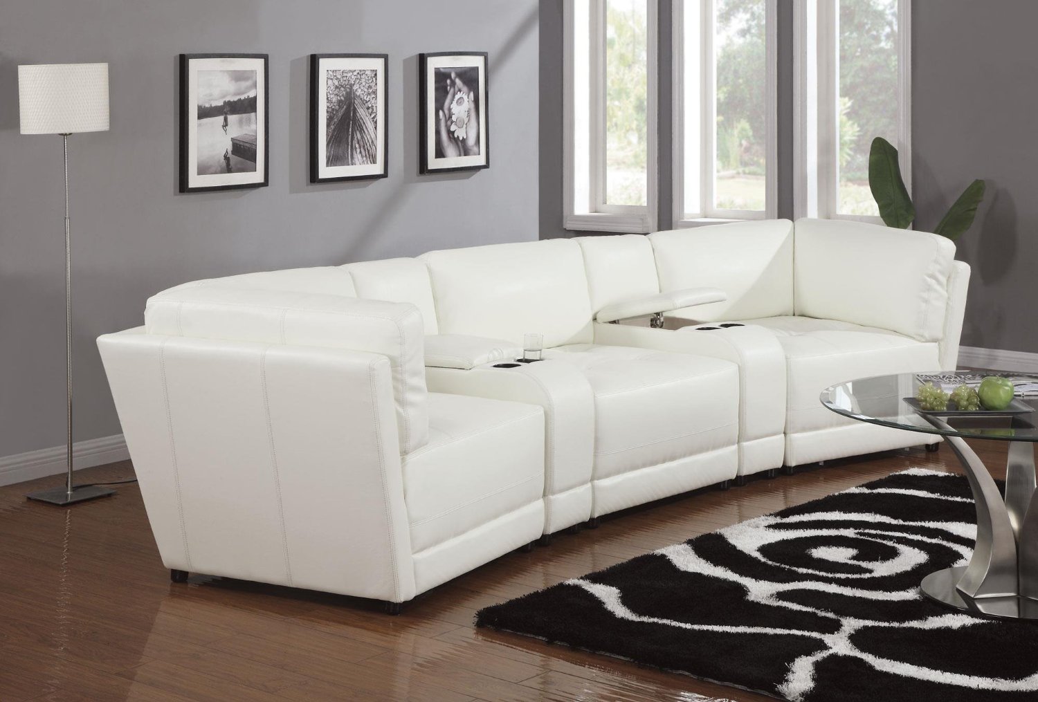 small white leather sectional sofa