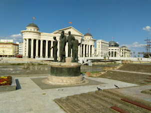 A view of "Macedonia Square" Sculptors in Skopje,Macedonia.