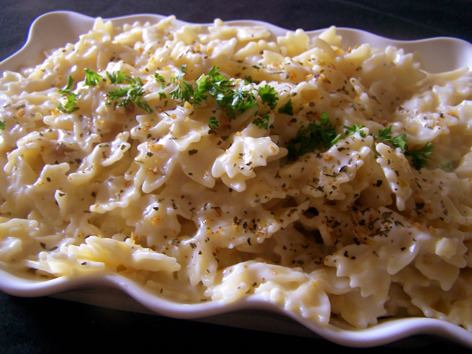Roasted Garlic Bow Tie Alfredo