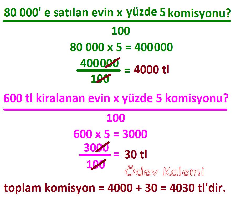 5. Sınıf Yüzde Problemleri ve Çözümleri, Matematik 5 Çözümlü yüzde
