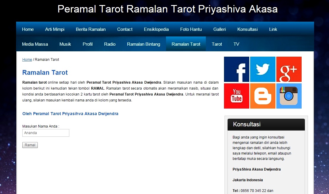 Peramal Tarot Priyashiva Akasa Dwijendra Ramalan Tarot Jakarta Indonesia Ramalan Tarot Online Harian Gratis