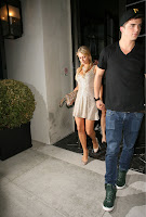 Paris Hilton exiting Spago restaurant