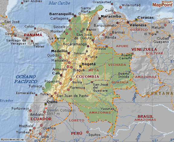 ciclismo: Mapa Geográfico de Colombia