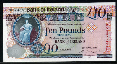 British notes Northern Ireland pounds banknotes
