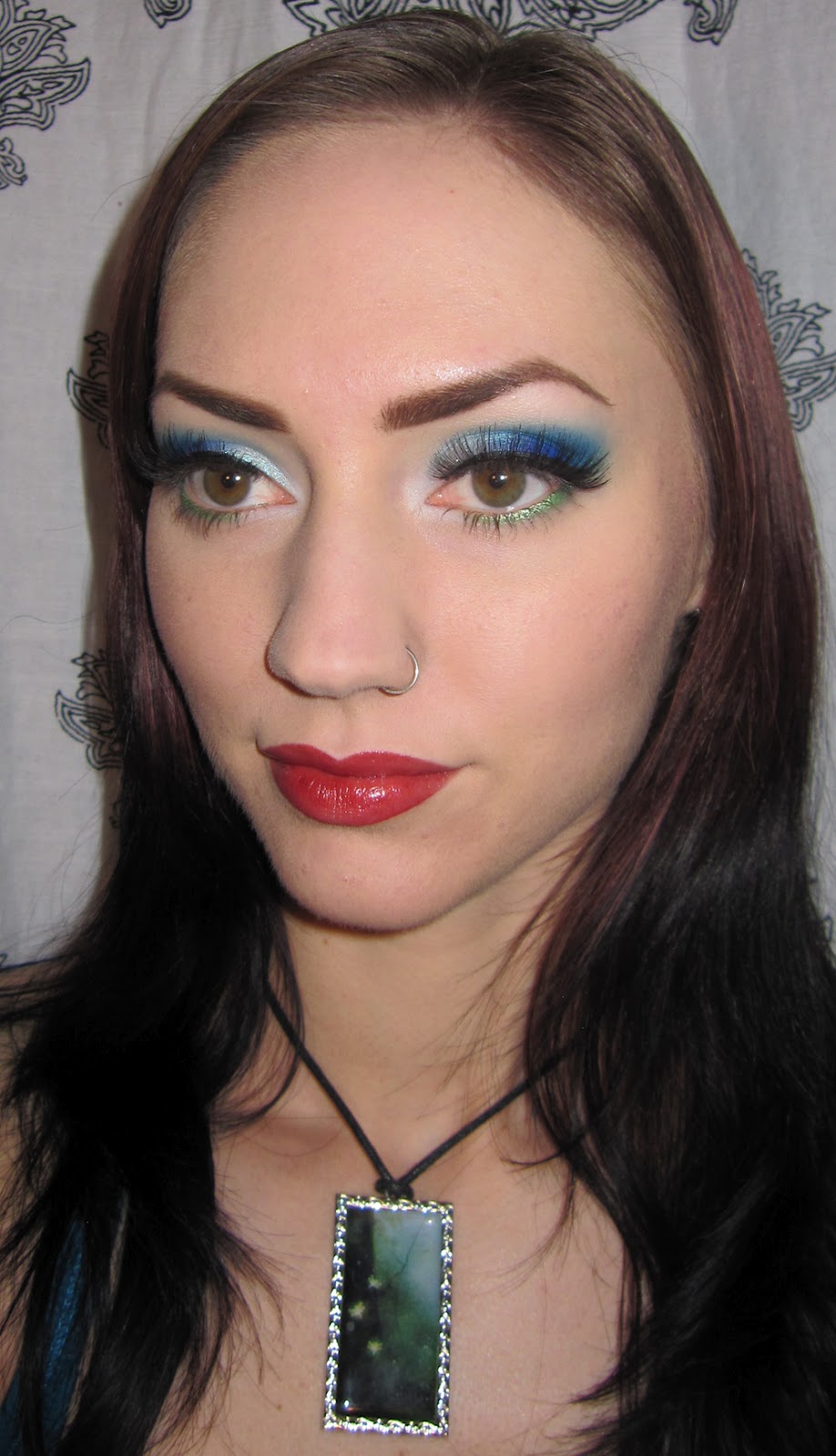 Glitter is my Crack White, Blue and Green Makeup Look with