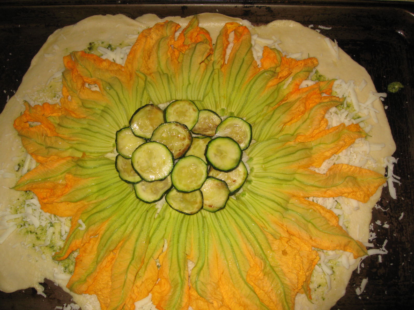 Squash Blossom and Zucchini Pizza mysavoryspoon