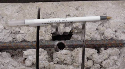 concrete through drilling reinforced drilled holes hole bit steel rebar reinforcing tooth energy ability embedded within showing figure