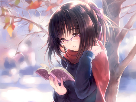 Find the thing in the picture Anime+girl+reading+book