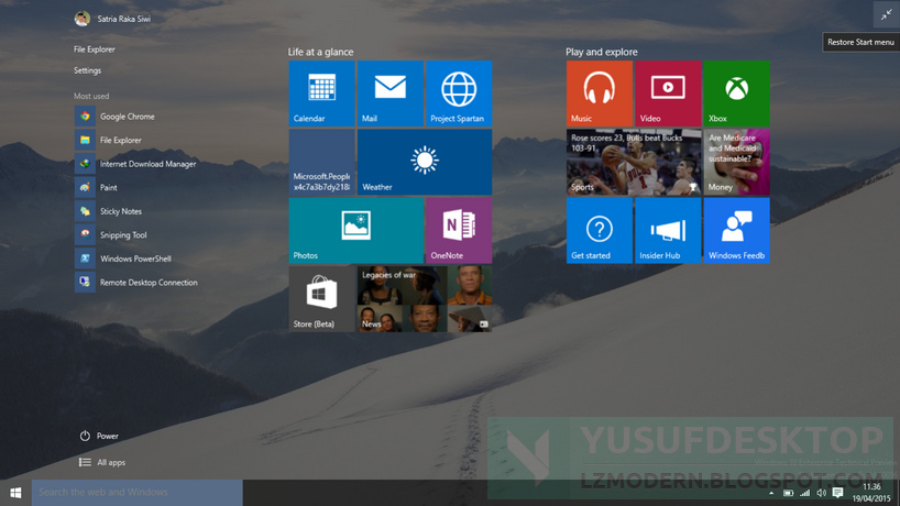 Start Menu Start menu