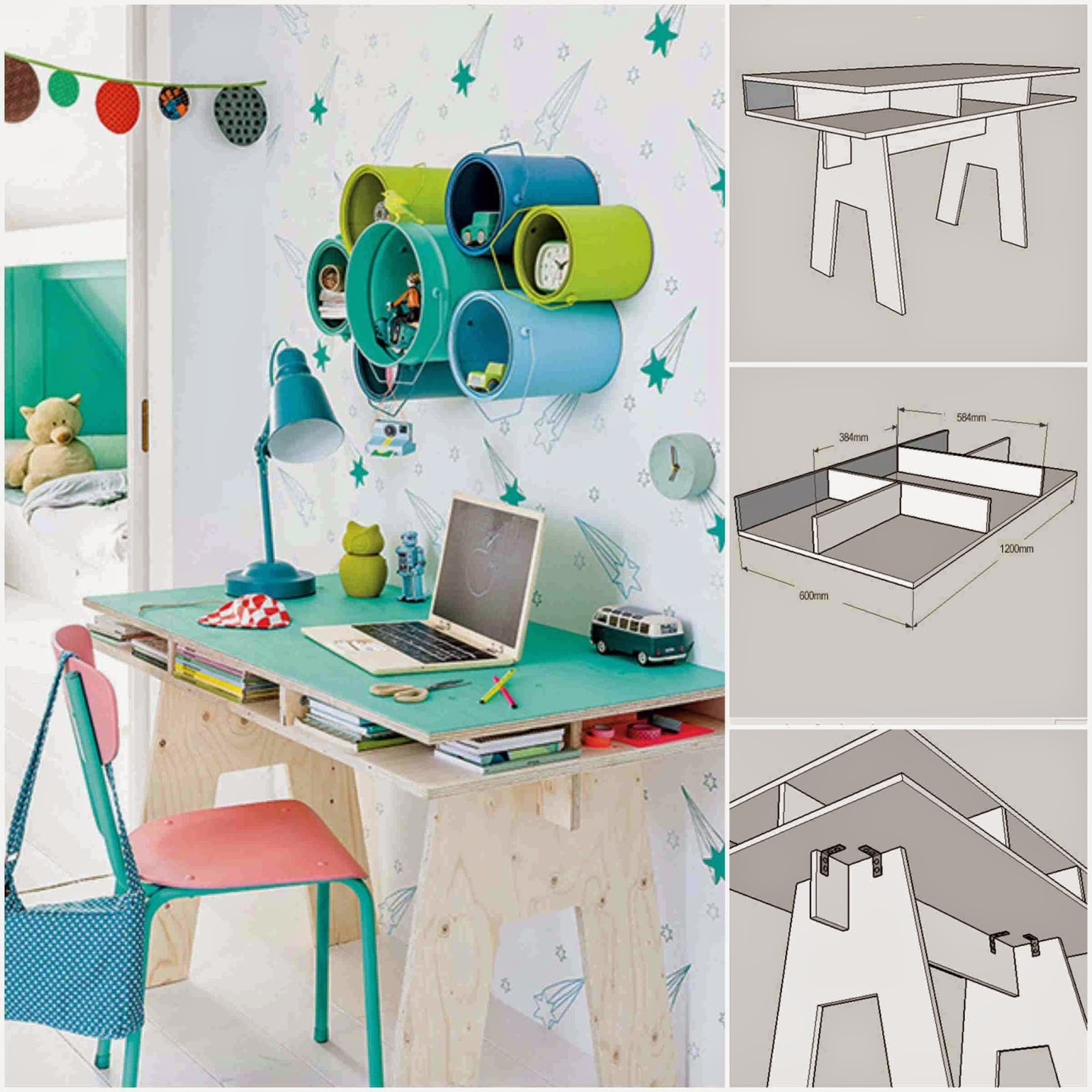 Diy cool kids desk from Plywood - Diy Fun World