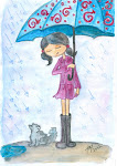 Girl with umbrella (aquarelle)