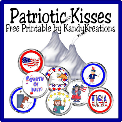 Enjoy the fireworks this 4th of July with a little taste of chocolate. These patriotic kiss labels will brighten your holiday celebration and leave you smiling.