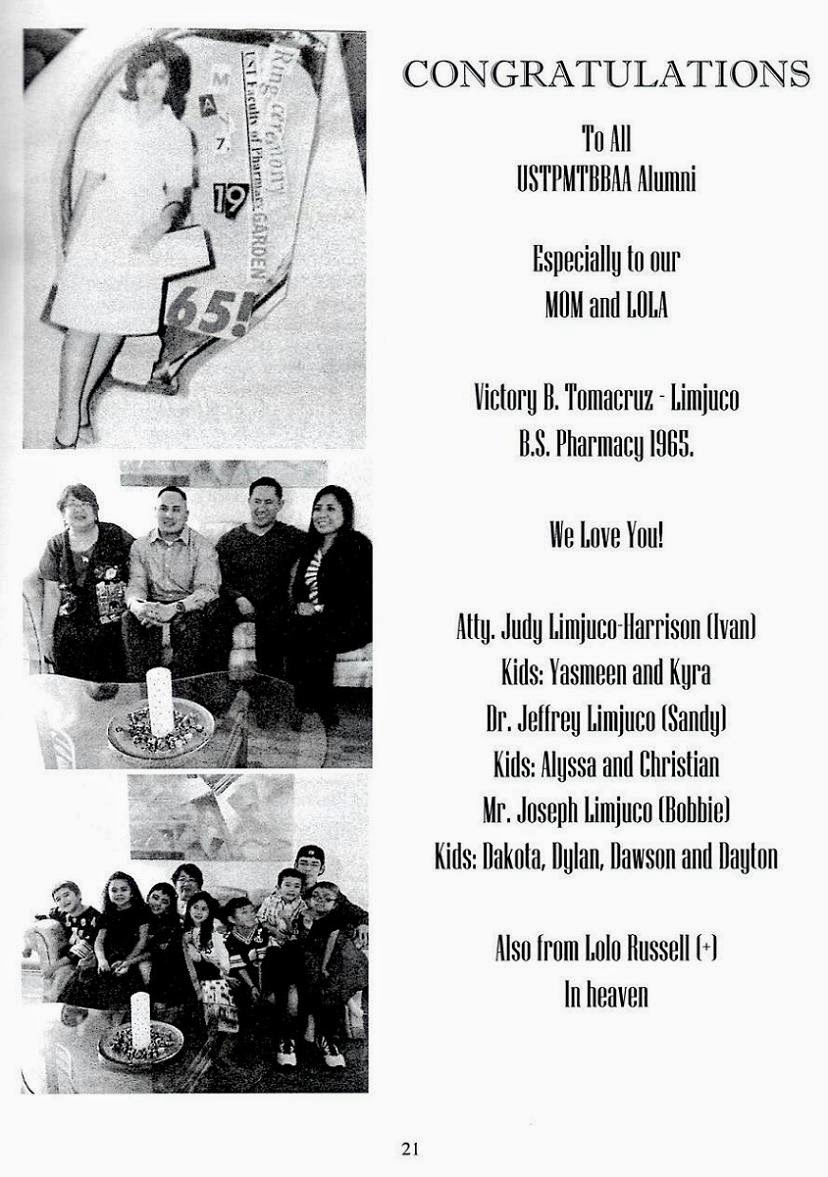 UNIVERSITY OF SANTO TOMAS GRAND ALUMNI Souvenir Program Ads Greetings