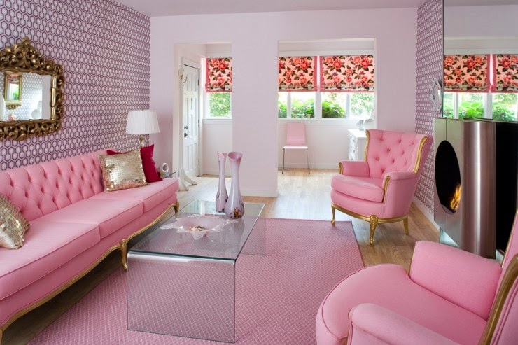 black gold pink living room