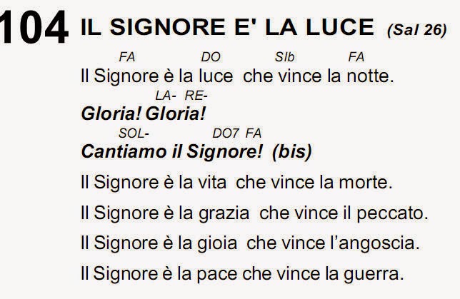 Essere Cristiani Il Signore è la luce (testo, accordi e file musicale)