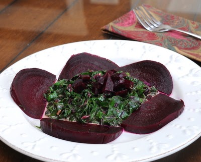 Creamy Spinach Or Beet Greens With Roasted Beets
