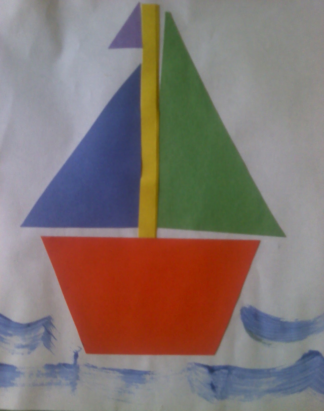 Shape Sailboat! Use Shapes to create this sail boat. Paint waves at 