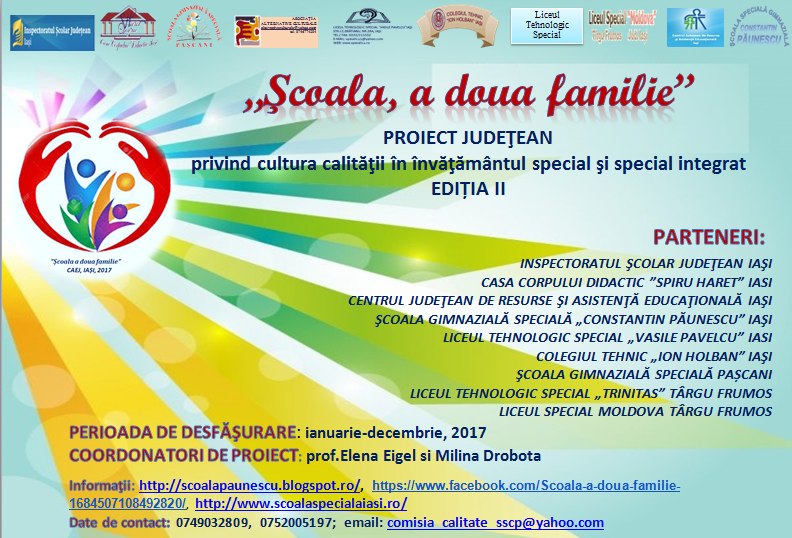 Afiș proiect Școala, a doua familie