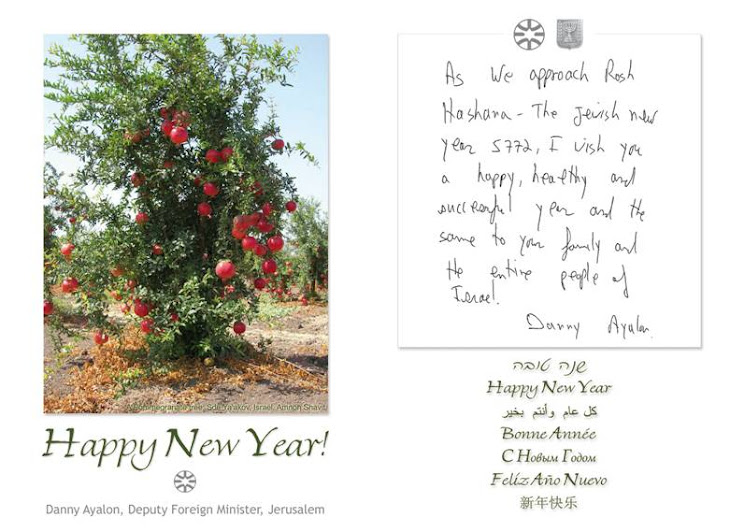 Deputy Foreign Minister Danny Ayalon to me wishing me a happy New Year