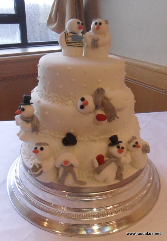 Snowman Themed Winter Wedding Cake