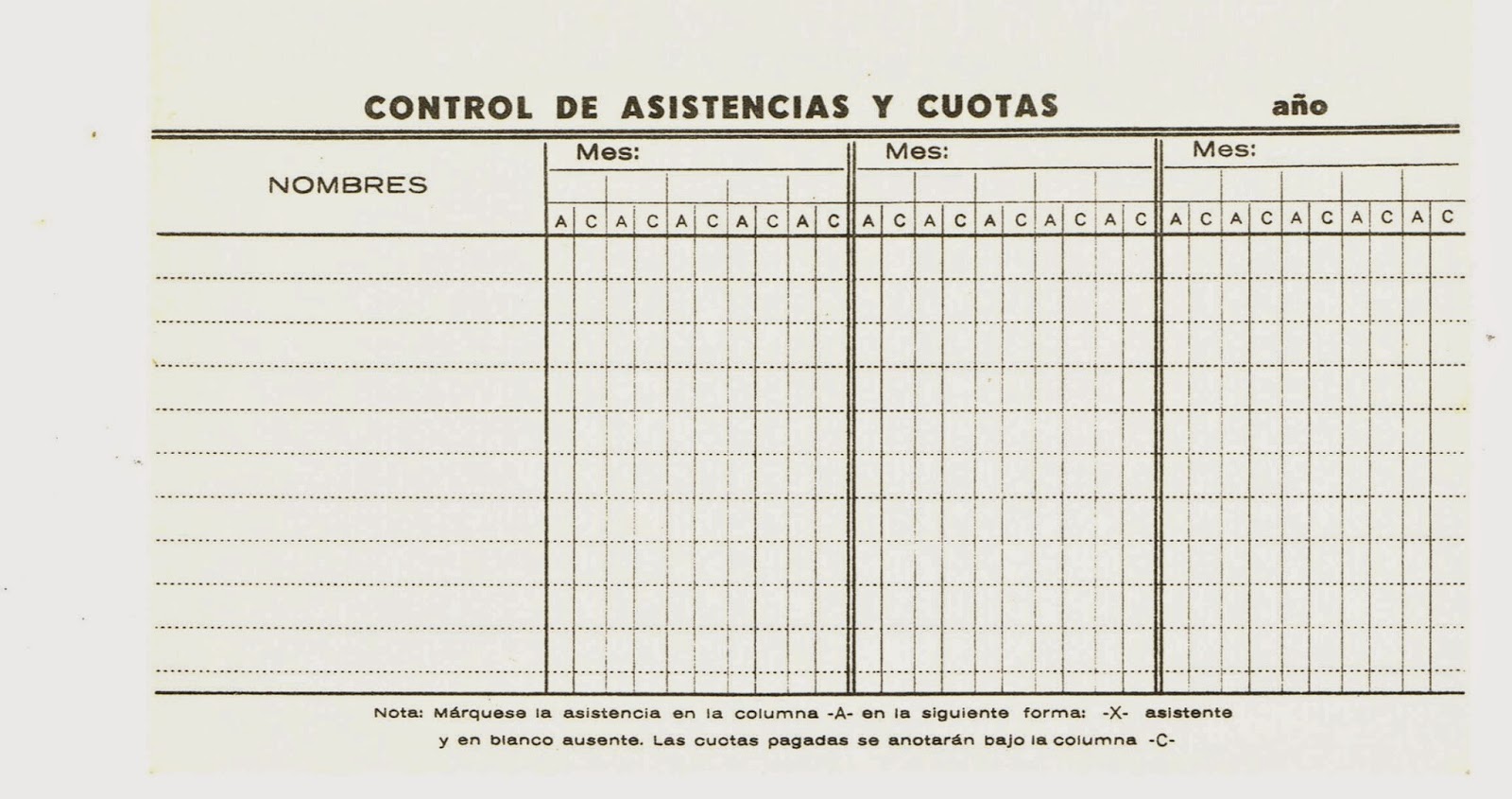formato de asistencias