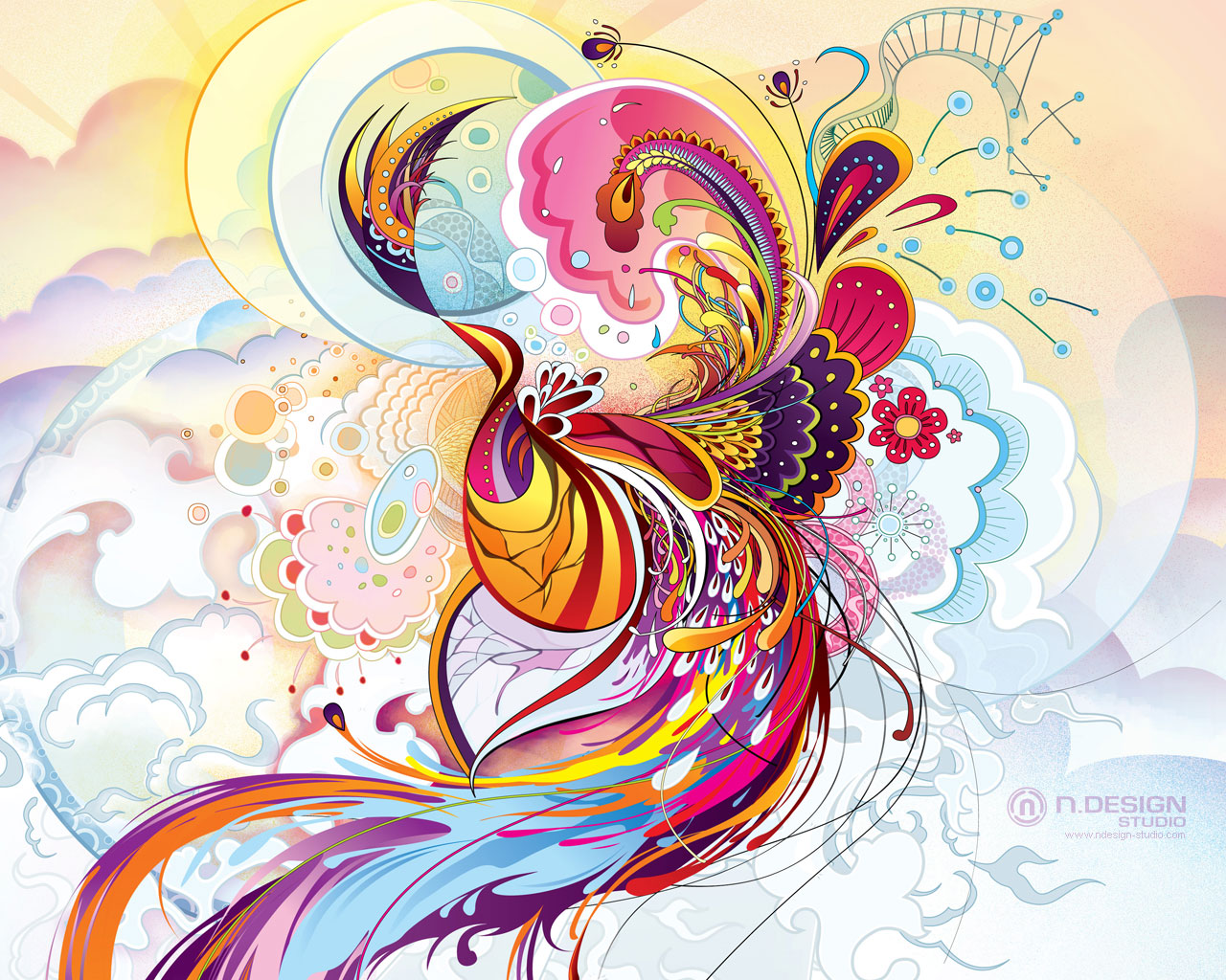 Art Design Patterns : Abstract peacock bird art wallpaper by n design
