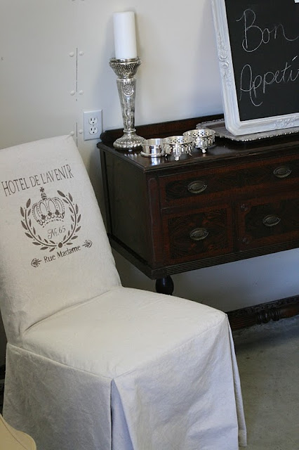 Reloved Rubbish: Stenciled Slipcovers for Parsons Chairs and Stencil