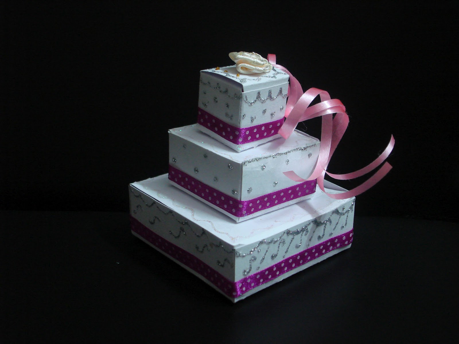 Bridal Sparklz WEDDING FAVOR 3 TIER WEDDING CAKE BOX (SQUARE) THANK