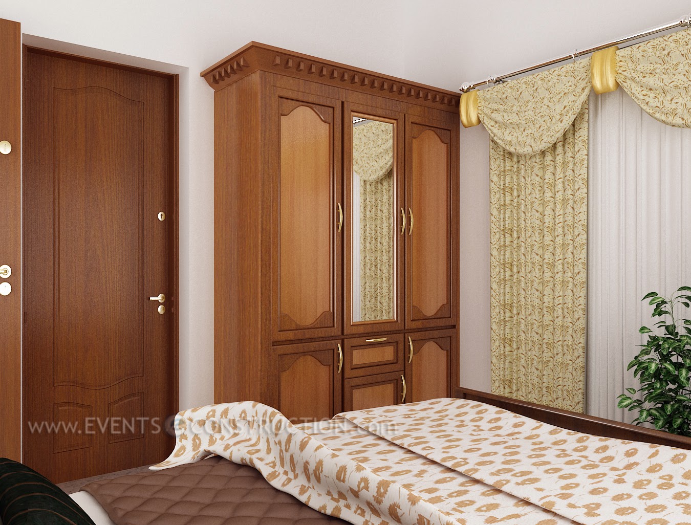 Evens Construction Pvt Ltd Wooden Wardrobe In Bedroom