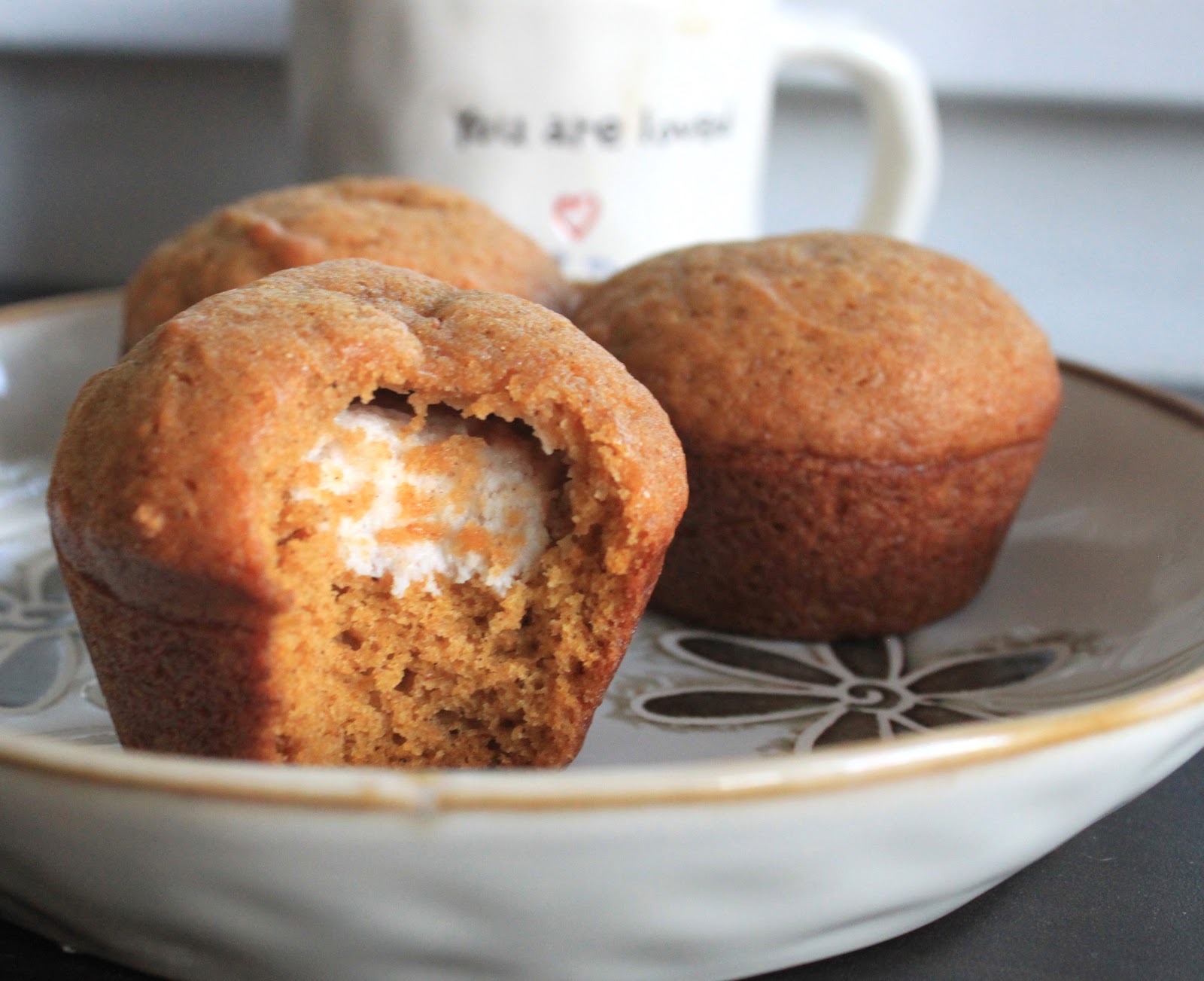 cinnamon cream cheese filled pumpkin muffins greens & chocolate