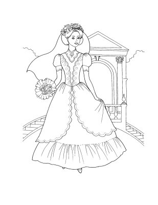 Coloring Pages Online: The Wedding Dresses Princess Coloring Sheet to Print