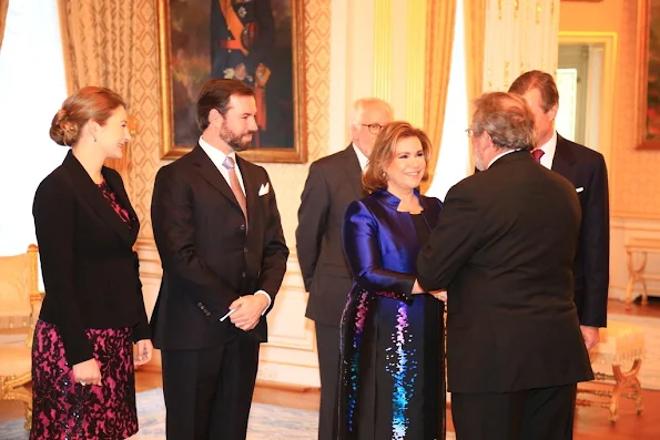 Grand Ducal Palace in Luxembourg, held a New Year's reception for members of the government. On the occasion of new year, the Grand Duke and Grand Duchess were accompanied by Hereditary Grand Duke Guillaume and Hereditary Grand Duchess Stephanie