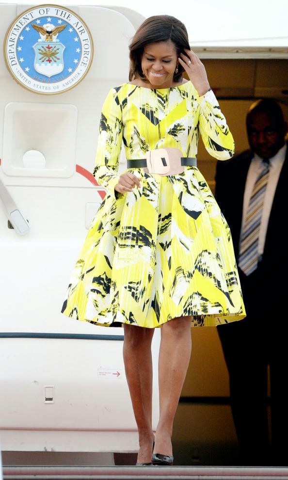 Michelle Obama wearing a Kenzo designer dress