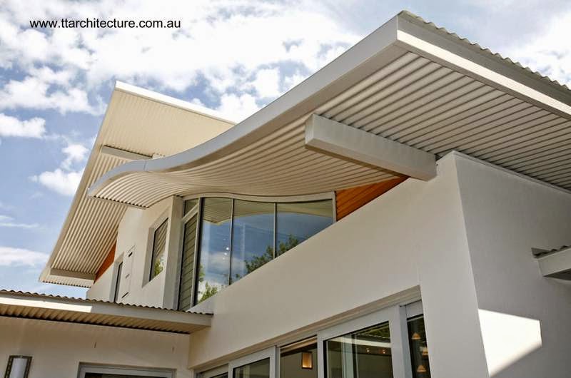 Arquitectura de Casas: Casa doble moderna de techos curvos en Australia.