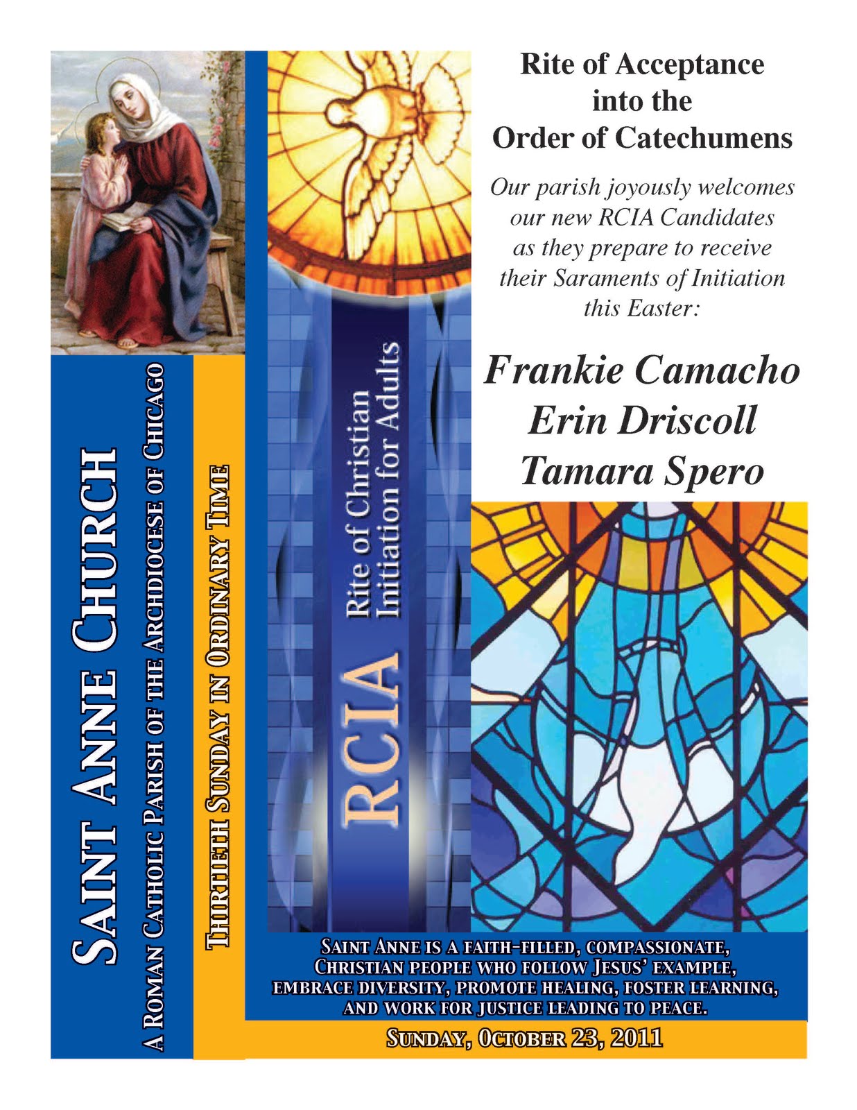 Just a Priest Saint Anne Parish Bulletin for Sunday, 23 October 2011