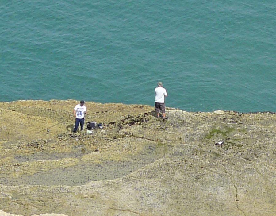 Simon and Karen Spavin Sea fishing at Filey Brigg