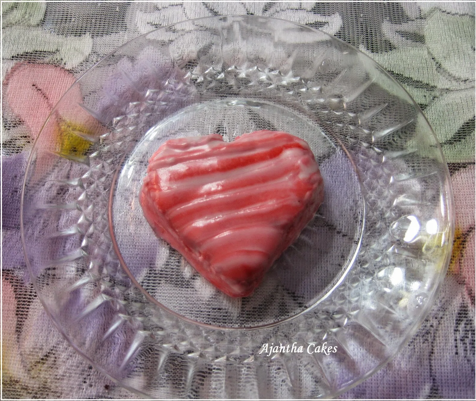 Ajantha Cakes/Heart shape cake with Royal Icing Heart Lattice