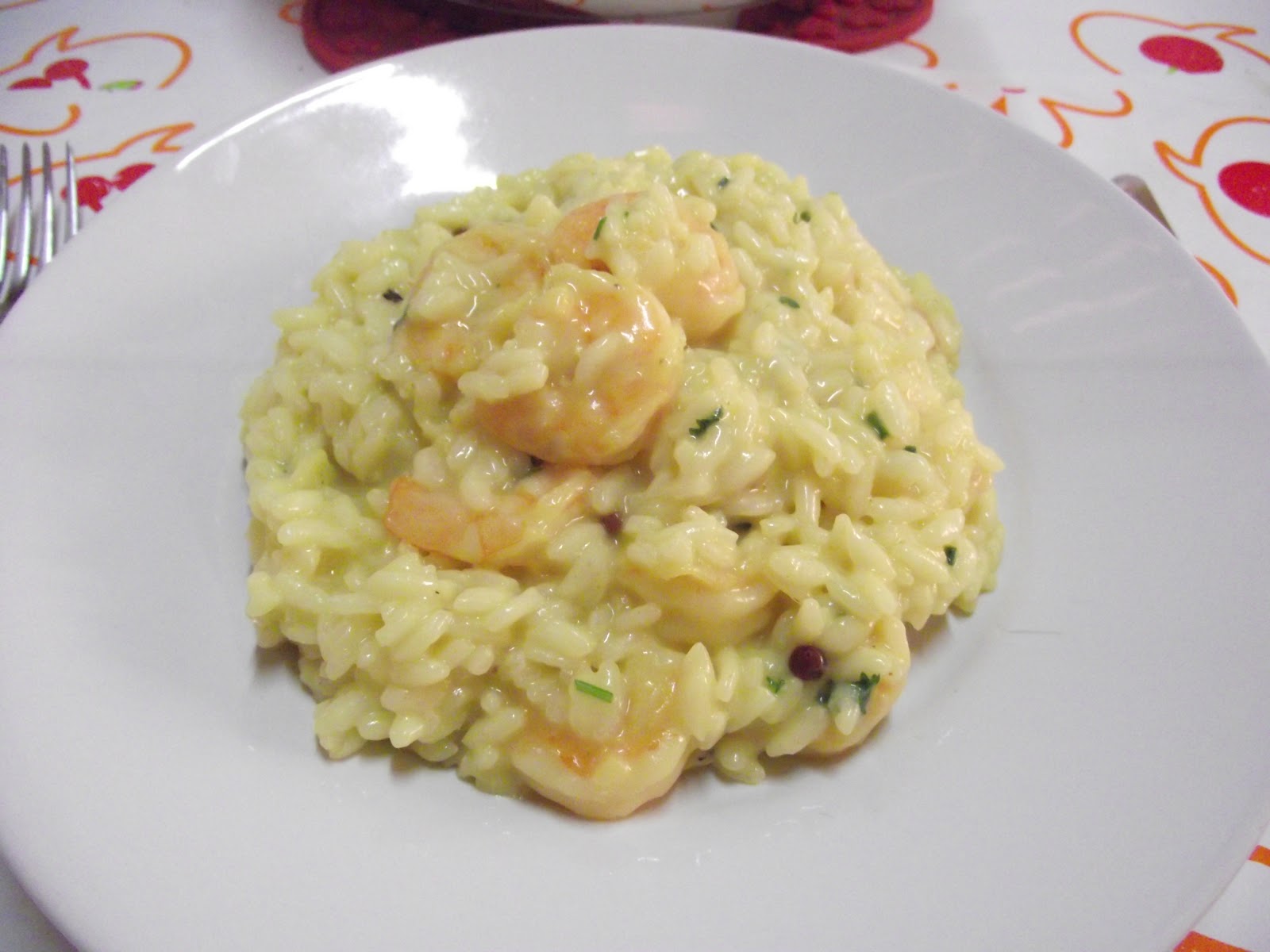 Coisas de Ninha Risoto da camarão com arroz arbóreo.