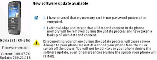 Nokia E71 Firmware Update available