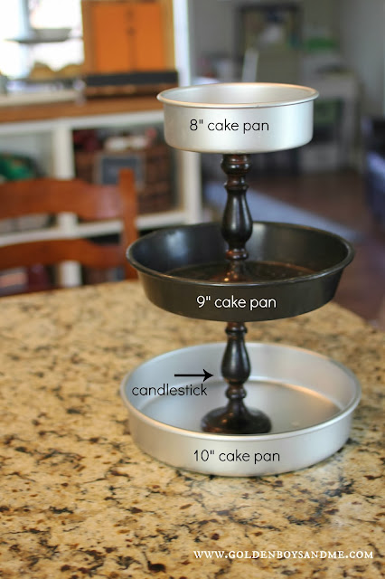 Items used to make a DIY 3 tiered kitchen stand tutorial from www.goldenboysandme.com