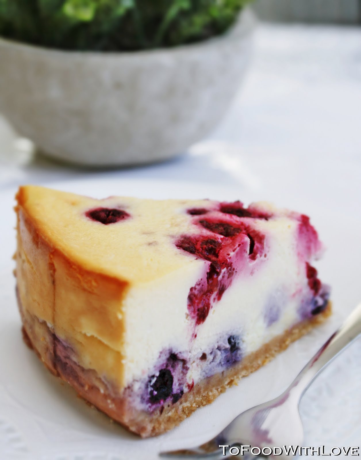 To Food with Love White Chocolate and Berry Ricotta Cheesecake