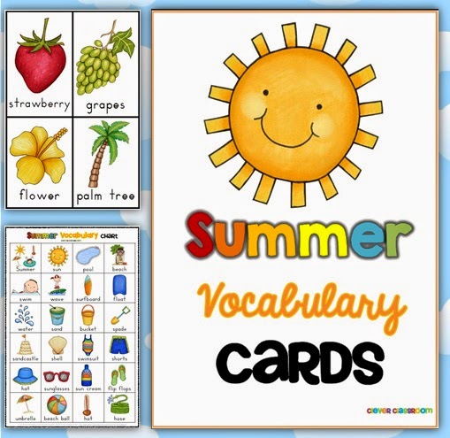 Summer Vocabulary Cards with chart and record sheets Clever Classroom