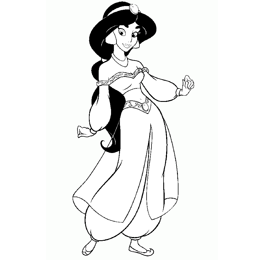 Disney Princess Jasmine For Kid Coloring Page Free wallpaper