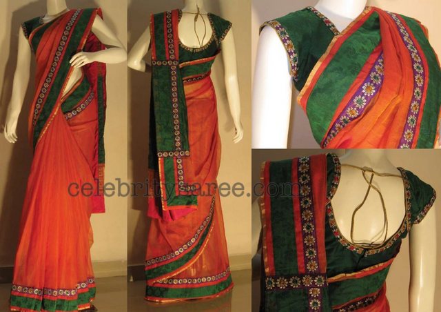 Double Shade Net Sari Designer Blouse