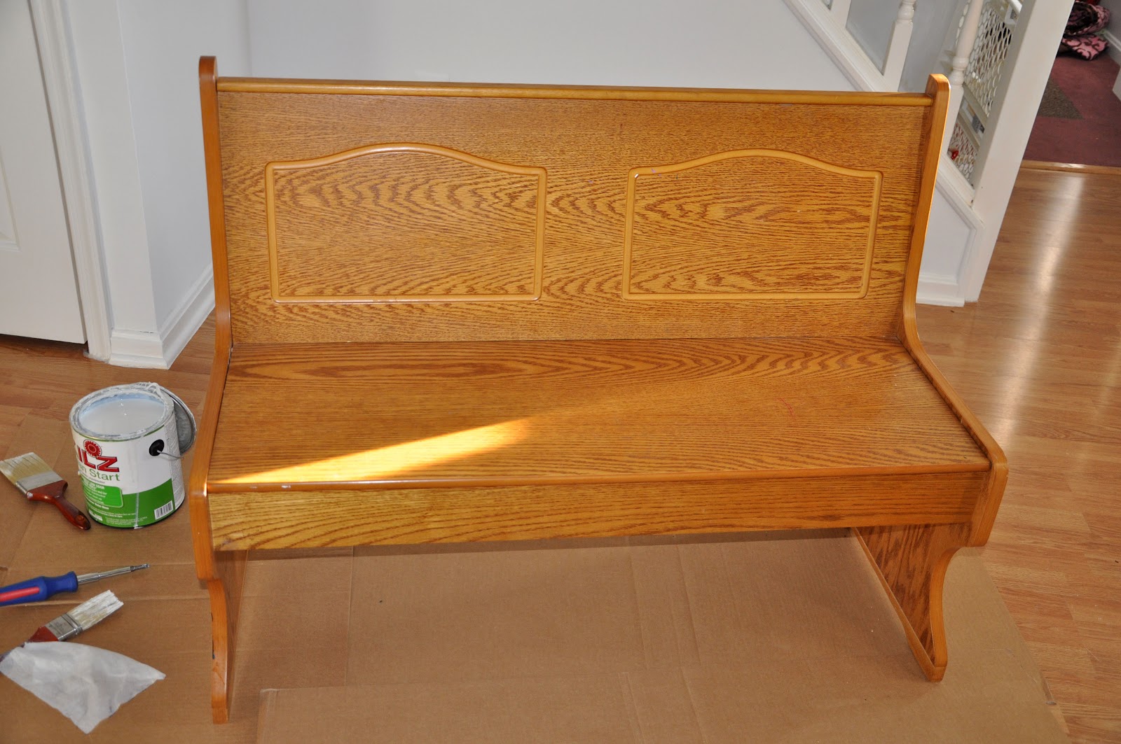 The Adventures of an Air Force Family Red Bench for our Entryway!