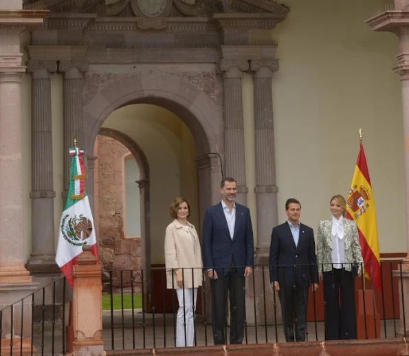 Queen Letizia of Spain and King Felipe of Spain, Mexican President Enrique Pena Nieto and his wife Angelica Rivera visit the colonial Museum of Guadalupe in Guadalupe