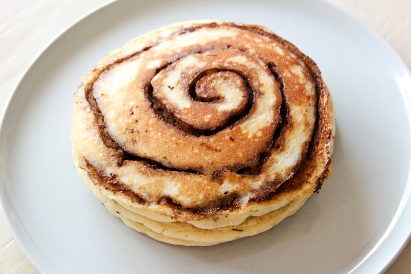 From Dahlias to Doxies Cinnamon Roll Pancakes