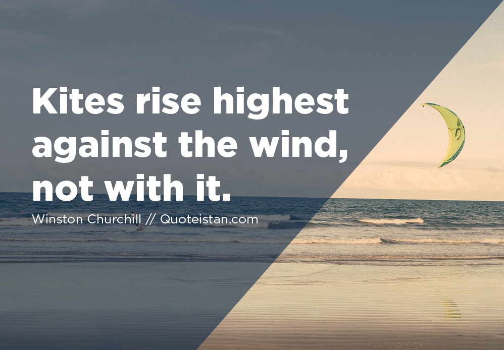 Kites rise highest against the wind, not with it.